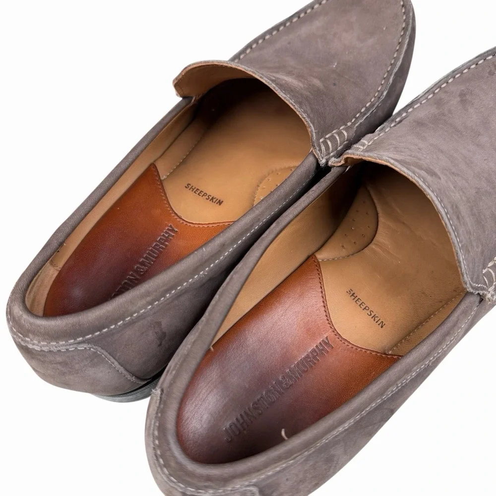 Johnston & Murphy 20-9577 Men's Sz 9 M Cresswell Venetian Gray Nubuck‎ Loafer